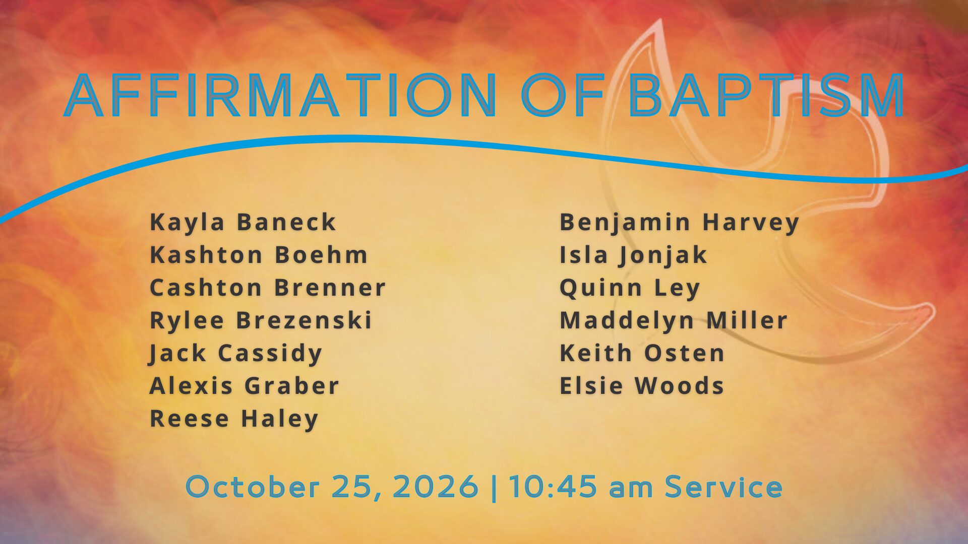 Affirmation of Baptism 2026
