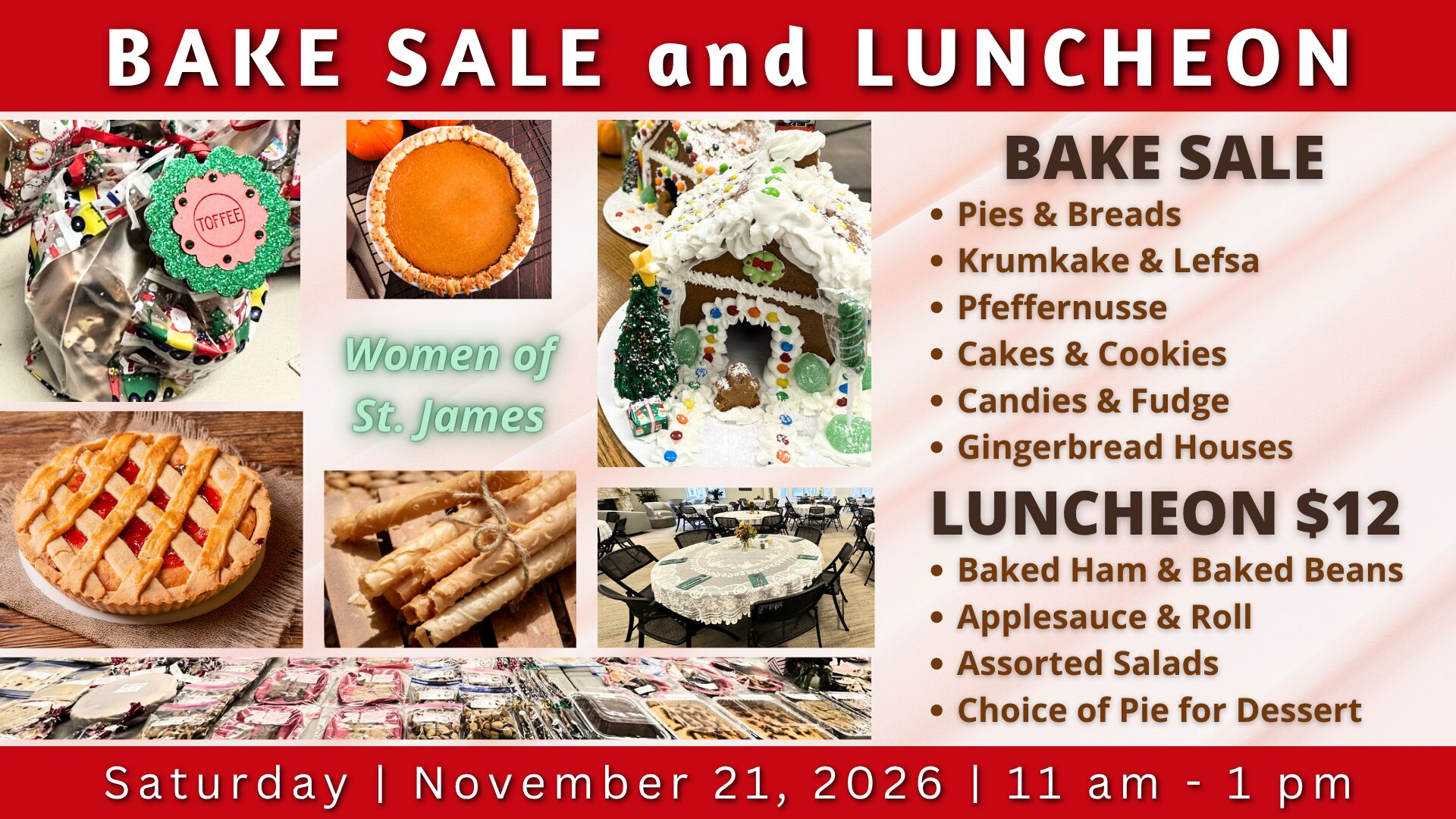 Bake Sale & Luncheon 2026 Header for More Details