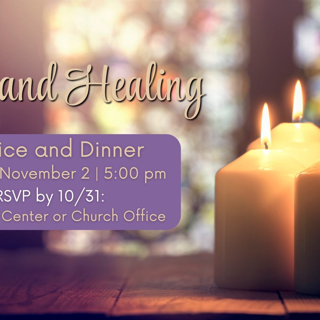 Candles lit for a prayer and healing event announcement.